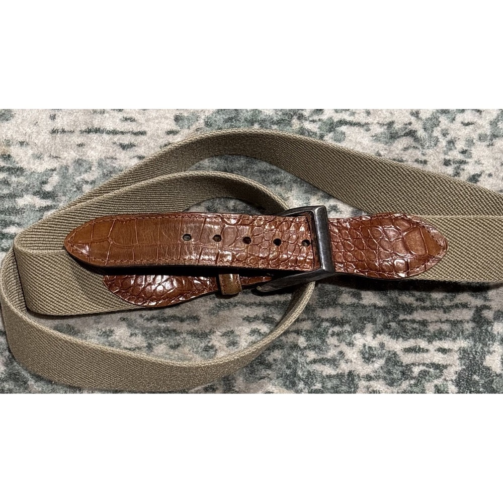 Vintage Trafalgar Alligator Embossed Belt Woven Brown Made In USA Preppy